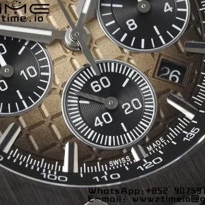 AP Royal Oak Offshore 43mm SS Black Ceramic Bezel APF 1:1 Best Edition Brown Dial on Brown Rubber Strap A4401 - Super Clone Watch | 1:1 Best Version