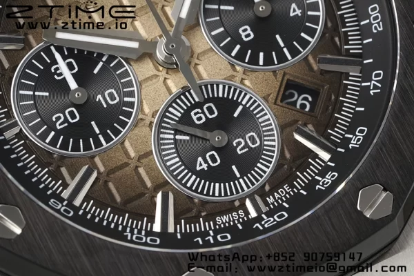 AP Royal Oak Offshore 43mm SS Black Ceramic Bezel APF 1:1 Best Edition Brown Dial on Brown Rubber Strap A4401 - Super Clone Watch | 1:1 Best Version