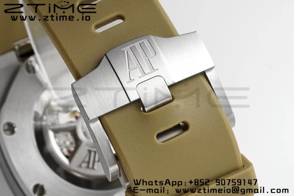 AP Royal Oak Offshore 43mm SS Black Ceramic Bezel APF 1:1 Best Edition Brown Dial on Brown Rubber Strap A4401 - Super Clone Watch | 1:1 Best Version