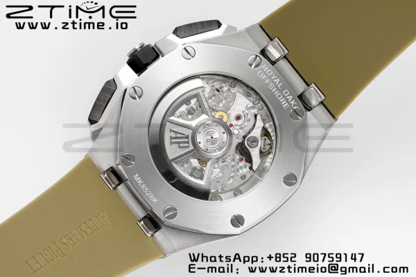 AP Royal Oak Offshore 43mm SS Black Ceramic Bezel APF 1:1 Best Edition Brown Dial on Brown Rubber Strap A4401 - Super Clone Watch | 1:1 Best Version
