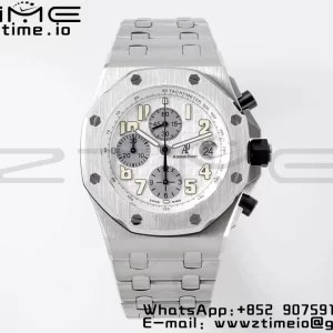 AP Royal Oak Offshore 42mm White Dial APF 1:1 Best Edition on SS Bracelet A3126 - Super Clone Watch | 1:1 Best Version