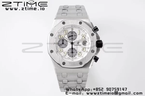 AP Royal Oak Offshore 42mm White Dial APF 1:1 Best Edition on SS Bracelet A3126 - Super Clone Watch | 1:1 Best Version