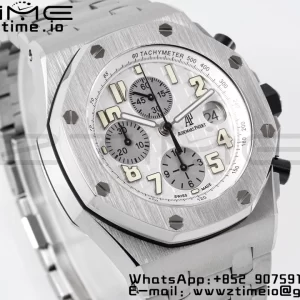 AP Royal Oak Offshore 42mm White Dial APF 1:1 Best Edition on SS Bracelet A3126 - Super Clone Watch | 1:1 Best Version