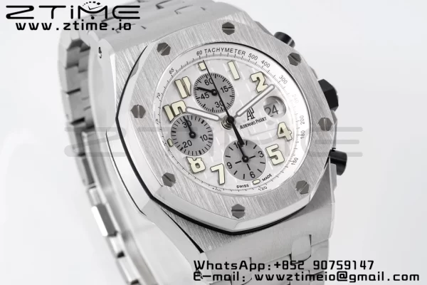 AP Royal Oak Offshore 42mm White Dial APF 1:1 Best Edition on SS Bracelet A3126 - Super Clone Watch | 1:1 Best Version