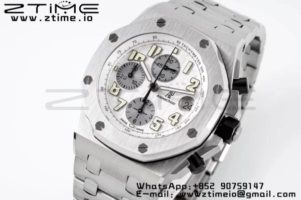 AP Royal Oak Offshore 42mm White Dial APF 1:1 Best Edition on SS Bracelet A3126 - Super Clone Watch | 1:1 Best Version
