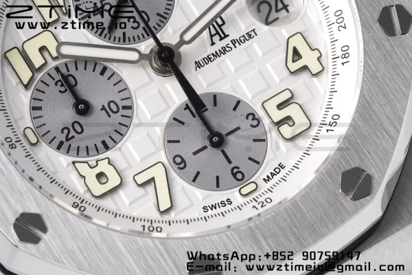AP Royal Oak Offshore 42mm White Dial APF 1:1 Best Edition on SS Bracelet A3126 - Super Clone Watch | 1:1 Best Version