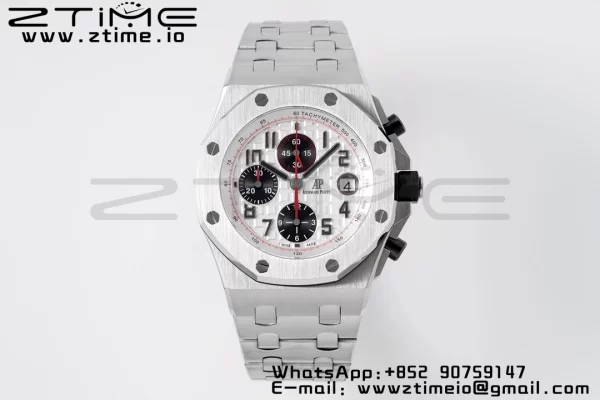 AP Royal Oak Offshore 42mm White Dial APF 1:1 Best Edition on SS Bracelet A3126 - Super Clone Watch | 1:1 Best Version