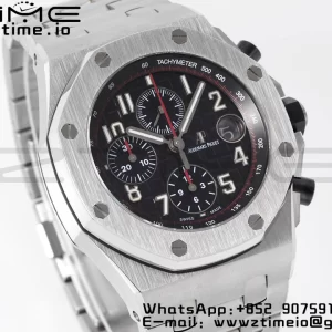 AP Royal Oak Offshore 42mm Gray/Black Dial APF 1:1 Best Edition on SS Bracelet A3126 - Super Clone Watch | 1:1 Best Version