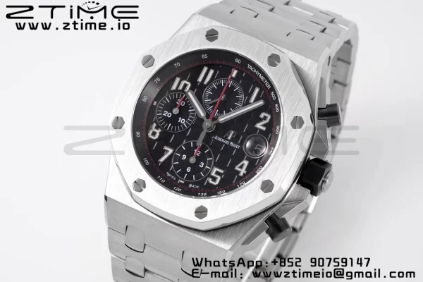 AP Royal Oak Offshore 42mm Gray/Black Dial APF 1:1 Best Edition on SS Bracelet A3126 - Super Clone Watch | 1:1 Best Version