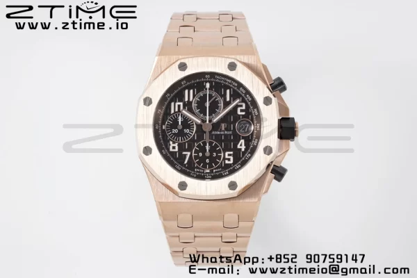 AP ロイヤルオーク オフショア 42mm RG ブラウンダイアル APF 1:1 ベストエディション RG ブレスレット A3126 - スーパークローンウォッチ｜1:1 ベストバージョン