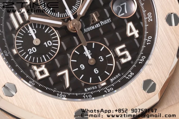 AP ロイヤルオーク オフショア 42mm RG ブラウンダイアル APF 1:1 ベストエディション RG ブレスレット A3126 - スーパークローンウォッチ｜1:1 ベストバージョン