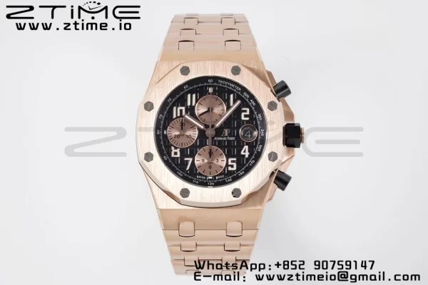 AP Royal Oak Offshore 42mm RG Black Dial APF 1:1 Best Edition on RG Bracelet A3126 - Super Clone Watch | 1:1 Best Version