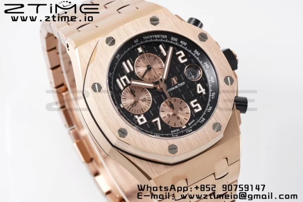 AP Royal Oak Offshore 42mm RG Black Dial APF 1:1 Best Edition on RG Bracelet A3126 - Super Clone Watch | 1:1 Best Version