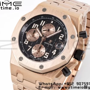 AP Royal Oak Offshore 42mm RG Black Dial APF 1:1 Best Edition on RG Bracelet A3126 - Super Clone Watch | 1:1 Best Version