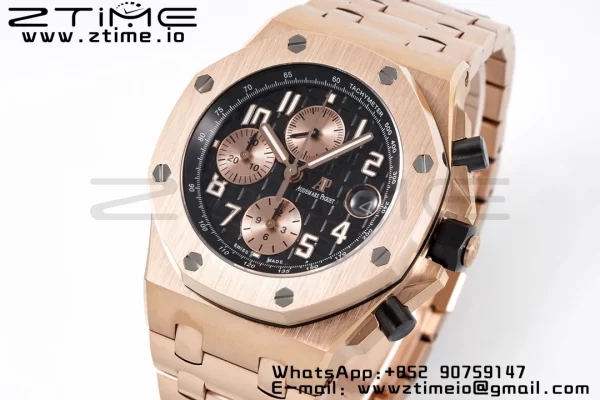 AP Royal Oak Offshore 42mm RG Black Dial APF 1:1 Best Edition on RG Bracelet A3126 - Super Clone Watch | 1:1 Best Version