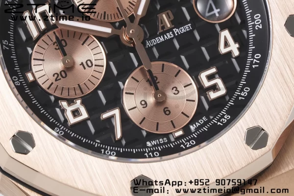 AP Royal Oak Offshore 42mm RG Black Dial APF 1:1 Best Edition on RG Bracelet A3126 - Super Clone Watch | 1:1 Best Version