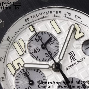AP Royal Oak Offshore 42mm SS APF 1:1 Best Edition White Dial White Numeral Markers Ceramic Bezel on Black Rubber Strap A3126 - Super Clone Watch | 1:1 Best Version
