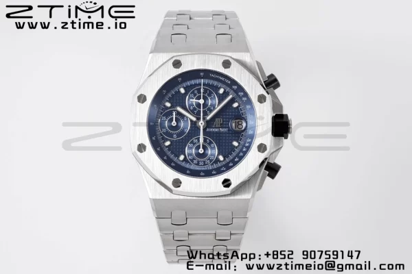 AP Royal Oak Offshore 42mm Blue/White Dial APF 1:1 Best Edition on SS Bracelet A3126 - Super Clone Watch | 1:1 Best Version