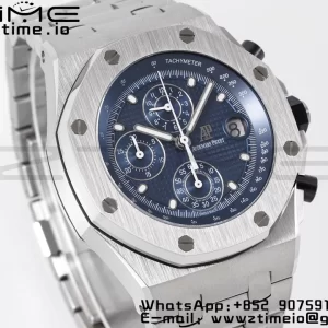 AP Royal Oak Offshore 42mm Blue/White Dial APF 1:1 Best Edition on SS Bracelet A3126 - Super Clone Watch | 1:1 Best Version