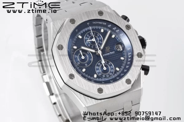 AP Royal Oak Offshore 42mm Blue/White Dial APF 1:1 Best Edition on SS Bracelet A3126 - Super Clone Watch | 1:1 Best Version