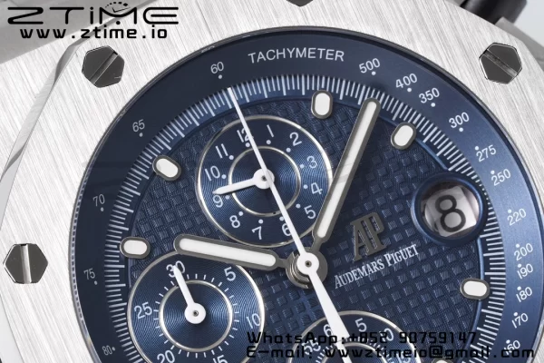 AP Royal Oak Offshore 42mm Blue/White Dial APF 1:1 Best Edition on SS Bracelet A3126 - Super Clone Watch | 1:1 Best Version