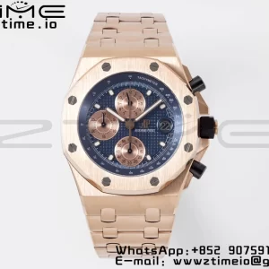 AP Royal Oak Offshore 42mm RG Blue Dial APF 1:1 Best Edition on RG Bracelet A3126 - Super Clone Watch | 1:1 Best Version