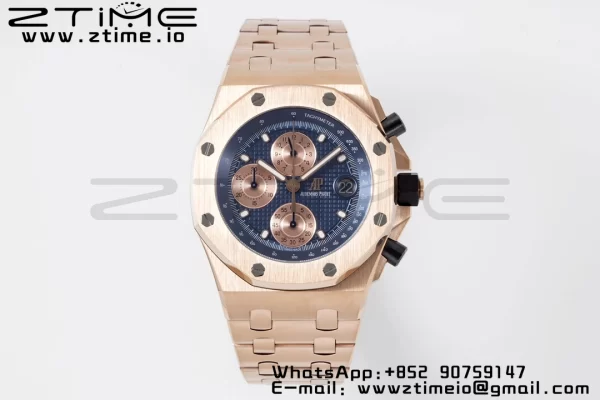AP Royal Oak Offshore 42mm RG Blue Dial APF 1:1 Best Edition on RG Bracelet A3126 - Super Clone Watch | 1:1 Best Version