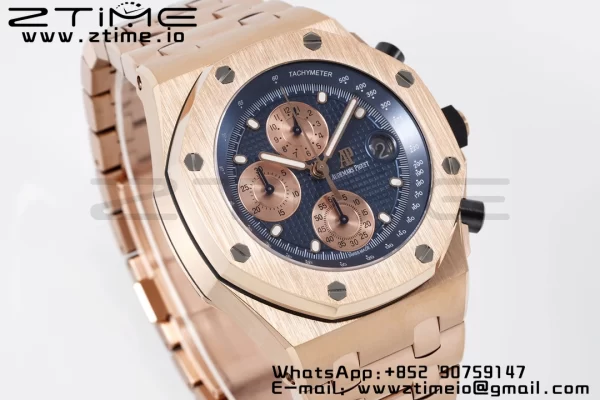 AP Royal Oak Offshore 42mm RG Blue Dial APF 1:1 Best Edition on RG Bracelet A3126 - Super Clone Watch | 1:1 Best Version