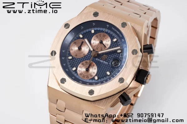 AP Royal Oak Offshore 42mm RG Blue Dial APF 1:1 Best Edition on RG Bracelet A3126 - Super Clone Watch | 1:1 Best Version