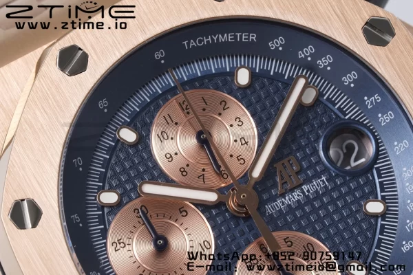 AP Royal Oak Offshore 42mm RG Blue Dial APF 1:1 Best Edition on RG Bracelet A3126 - Super Clone Watch | 1:1 Best Version