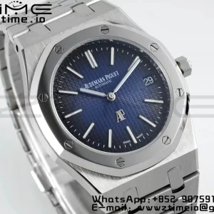 AP Royal Oak 39mm 15202 SS IPF 1:1 Best Edition Cadran albastru/negru texturat pe brățară SS A2121 - Super Clone Watch | 1:1 Best Version