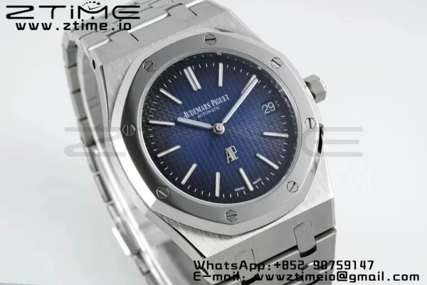 AP Royal Oak 39mm 15202 SS IPF 1:1 Best Edition Cadran albastru/negru texturat pe brățară SS A2121 - Super Clone Watch | 1:1 Best Version