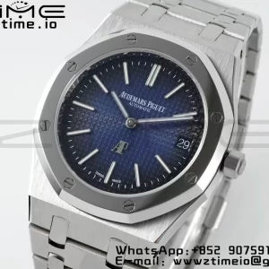 AP Royal Oak 39mm 15202 SS IPF 1:1 Best Edition Cadran albastru/negru texturat pe brățară SS A2121 - Super Clone Watch | 1:1 Best Version