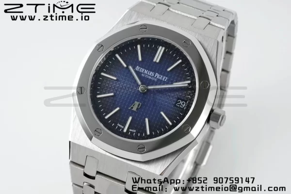 AP Royal Oak 39mm 15202 SS IPF 1:1 Best Edition Cadran albastru/negru texturat pe brățară SS A2121 - Super Clone Watch | 1:1 Best Version