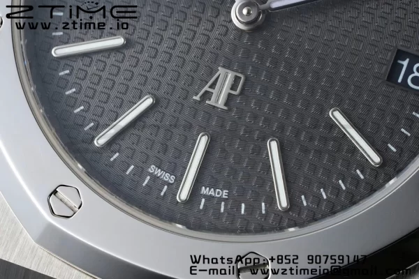 AP Royal Oak 39mm 15202 SS IPF 1:1 Best Edition Cadran gris texturé sur bracelet SS A2121 - Super Clone Watch | 1:1 Best Version