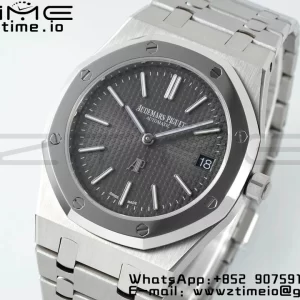 AP Royal Oak 39mm 15202 SS IPF 1:1 Best Edition Cadran gris texturé sur bracelet SS A2121 - Super Clone Watch | 1:1 Best Version