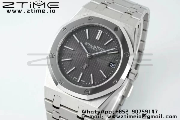 AP Royal Oak 39mm 15202 SS IPF 1:1 Best Edition Cadran gris texturé sur bracelet SS A2121 - Super Clone Watch | 1:1 Best Version