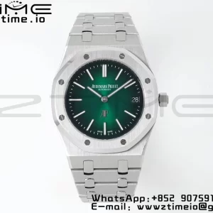 AP Royal Oak 39mm 15202 SS IPF 1:1 Best Edition Green/Black Dial on SS Bracelet A2121 - Super Clone Watch | 1:1 Best Version