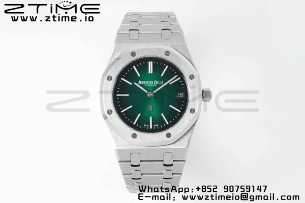 AP Royal Oak 39mm 15202 SS IPF 1:1 Best Edition Green/Black Dial on SS Bracelet A2121 - Super Clone Watch | 1:1 Best Version