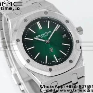 AP Royal Oak 39mm 15202 SS IPF 1:1 Best Edition Green/Black Dial on SS Bracelet A2121 - Super Clone Watch | 1:1 Best Version