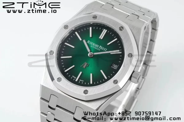 AP Royal Oak 39mm 15202 SS IPF 1:1 Best Edition Green/Black Dial on SS Bracelet A2121 - Super Clone Watch | 1:1 Best Version