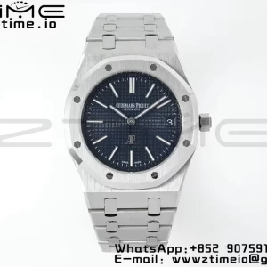 AP Royal Oak 39mm 15202 SS IPF 1:1 Best Edition Blue Textured Dial on SS Bracelet A2121 - Super Clone Watch | 1:1 Best Version