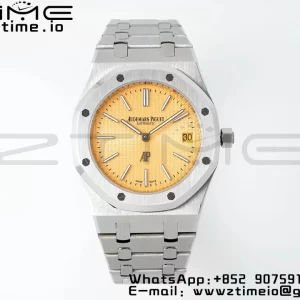 AP Royal Oak 39mm 15202 SS IPF 1:1 Best Edition Yellow Textured Dial on SS Bracelet A2121 - Super Clone Watch | 1:1 Best Version