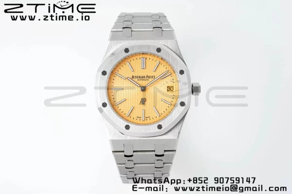 AP Royal Oak 39mm 15202 SS IPF 1:1 Best Edition Cadran jaune texturé sur bracelet SS A2121 - Super Clone Watch | 1:1 Best Version