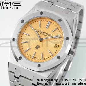 AP Royal Oak 39mm 15202 SS IPF 1:1 Best Edition Cadran jaune texturé sur bracelet SS A2121 - Super Clone Watch | 1:1 Best Version