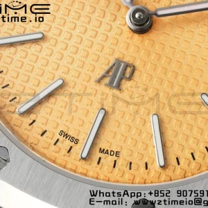 AP Royal Oak 39mm 15202 SS IPF 1:1 Best Edition Cadran jaune texturé sur bracelet SS A2121 - Super Clone Watch | 1:1 Best Version