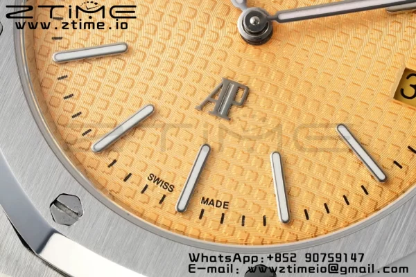 AP Royal Oak 39mm 15202 SS IPF 1:1 Best Edition Cadran jaune texturé sur bracelet SS A2121 - Super Clone Watch | 1:1 Best Version