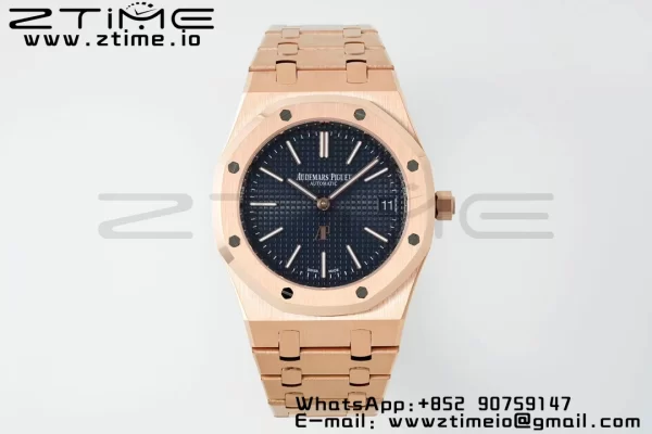 AP Royal Oak 39mm 15202 RG IPF 1:1 Best Edition Cadran albastru texturat pe brățară RG A2121 - Super Clone Watch | 1:1 Best Version