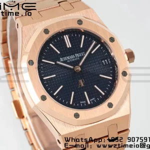 AP Royal Oak 39mm 15202 RG IPF 1:1 Best Edition Cadran albastru texturat pe brățară RG A2121 - Super Clone Watch | 1:1 Best Version