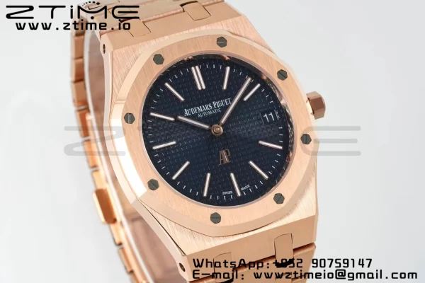 AP Royal Oak 39mm 15202 RG IPF 1:1 Best Edition Cadran albastru texturat pe brățară RG A2121 - Super Clone Watch | 1:1 Best Version